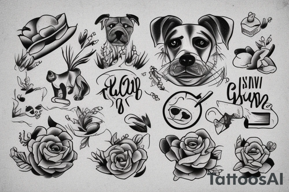 Old school traditional dog tattoo idea