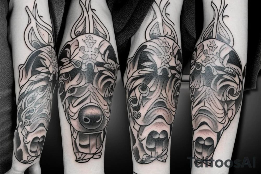 Old school traditional dog tattoo idea