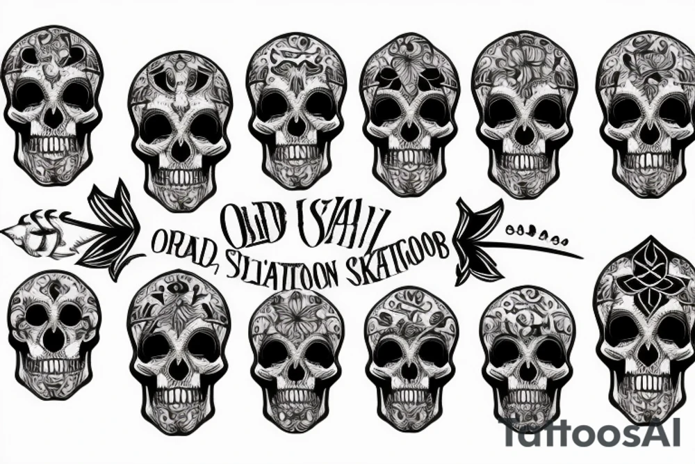 Old school traditional skull tattoo idea