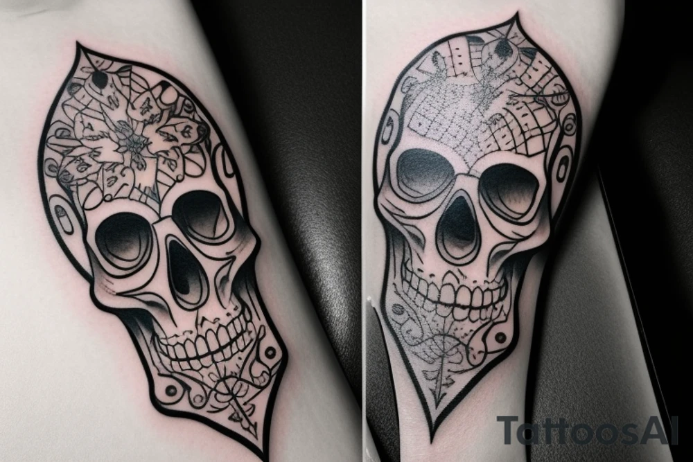 Old school traditional skull tattoo idea