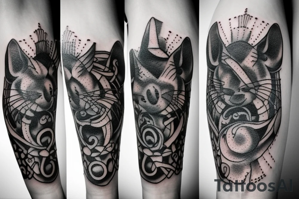 Old school traditional rat tattoo idea