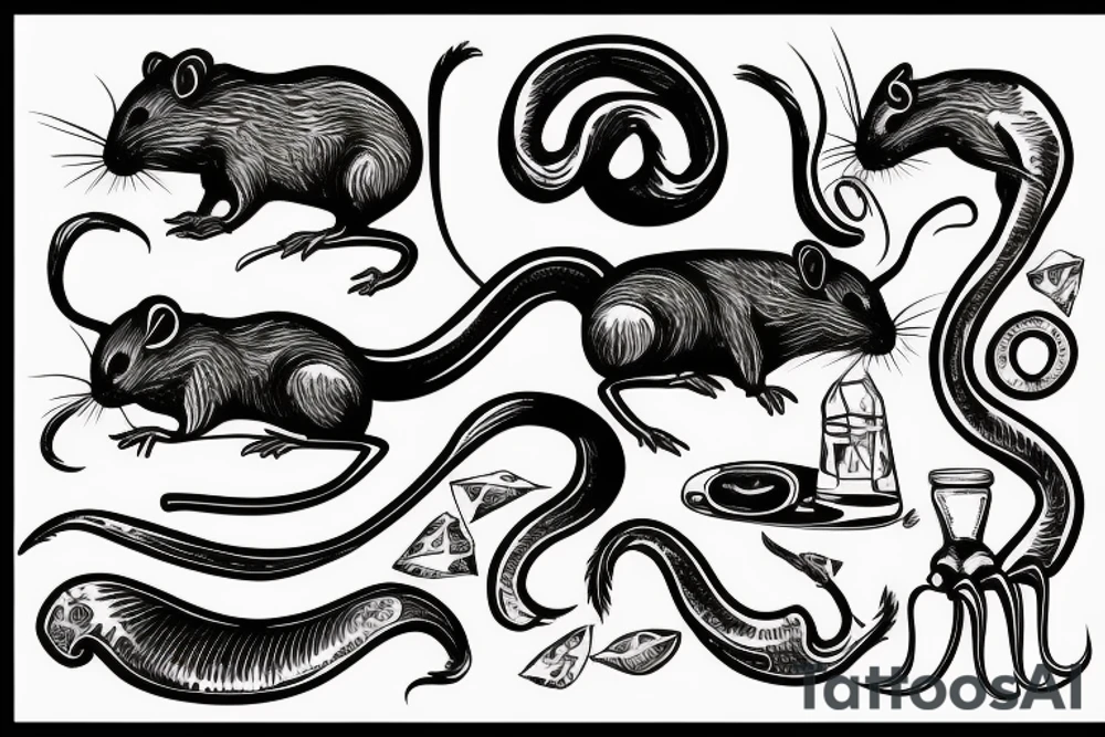 Old school traditional rat tattoo idea