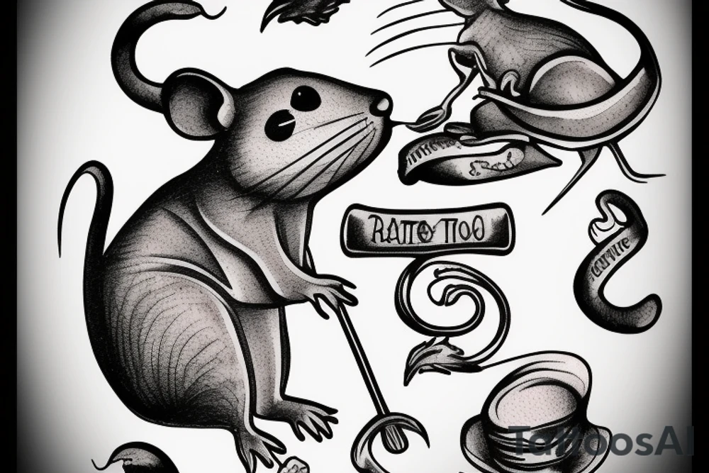 Old school traditional rat tattoo idea