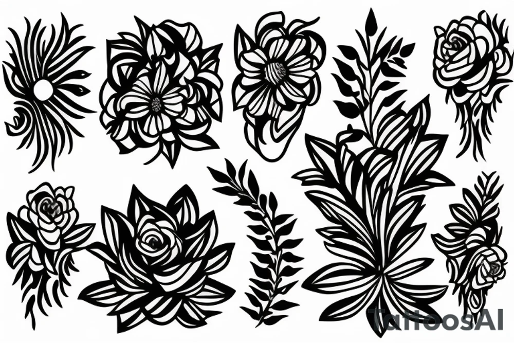 ornamental flower tattoo idea