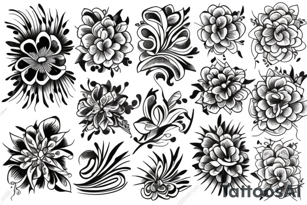ornamental flower tattoo idea