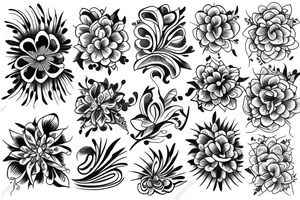 ornamental flower tattoo idea