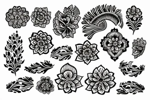 ornamental flower tattoo idea