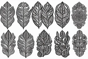 ornamental flower ethnic long wavy leaves tattoo idea