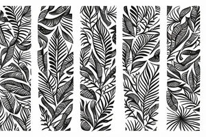 ornamental flower ethnic long wavy leaves tattoo idea