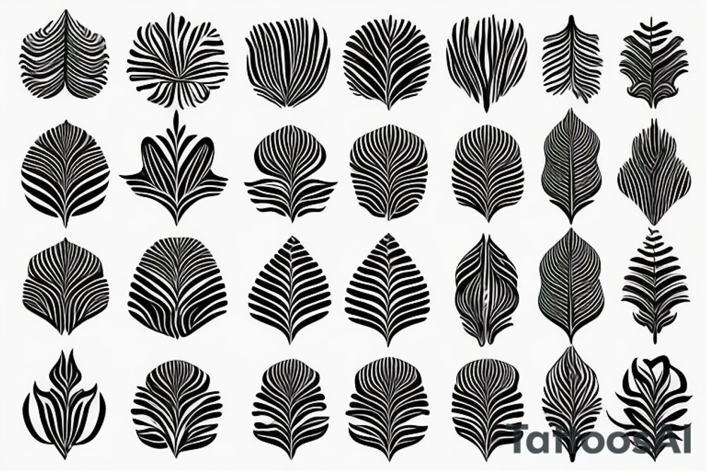 ornamental flower ethnic long wavy leaves for the stomach tattoo idea