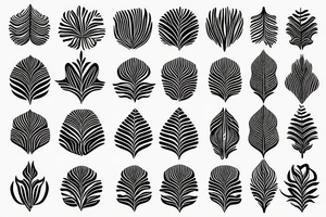 ornamental flower ethnic long wavy leaves for the stomach tattoo idea