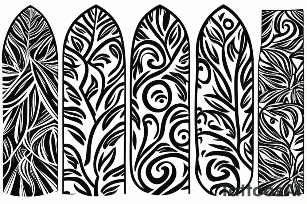 ornamental flower ethnic long wavy leaves for the stomach tattoo idea