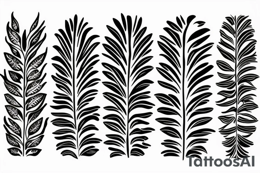 ornamental flower ethnic long wavy leaves pattern tattoo idea