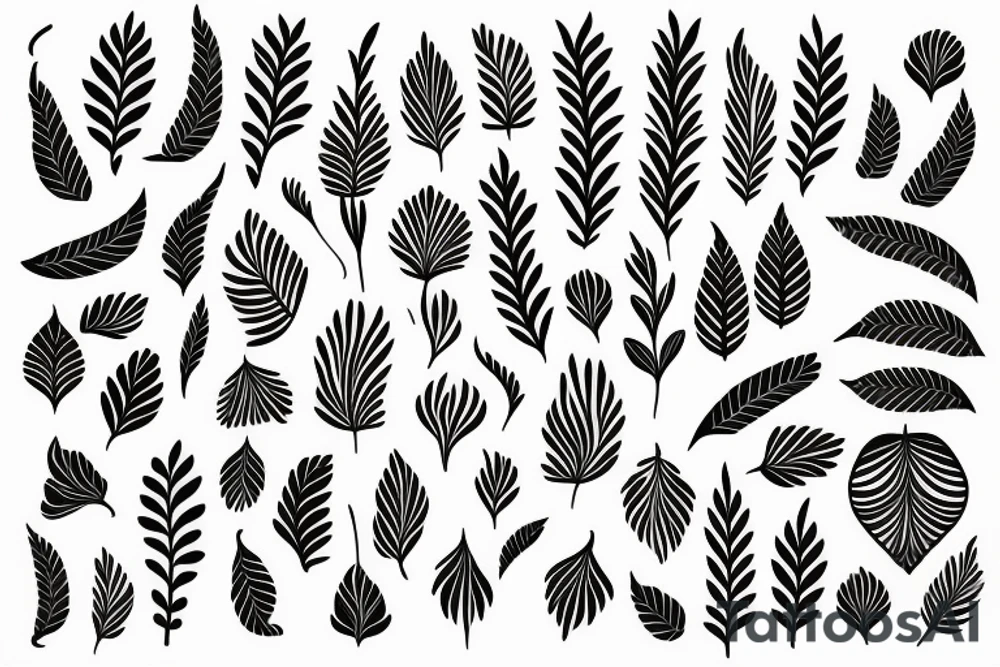 ornamental flower ethnic long wavy leaves pattern tattoo idea
