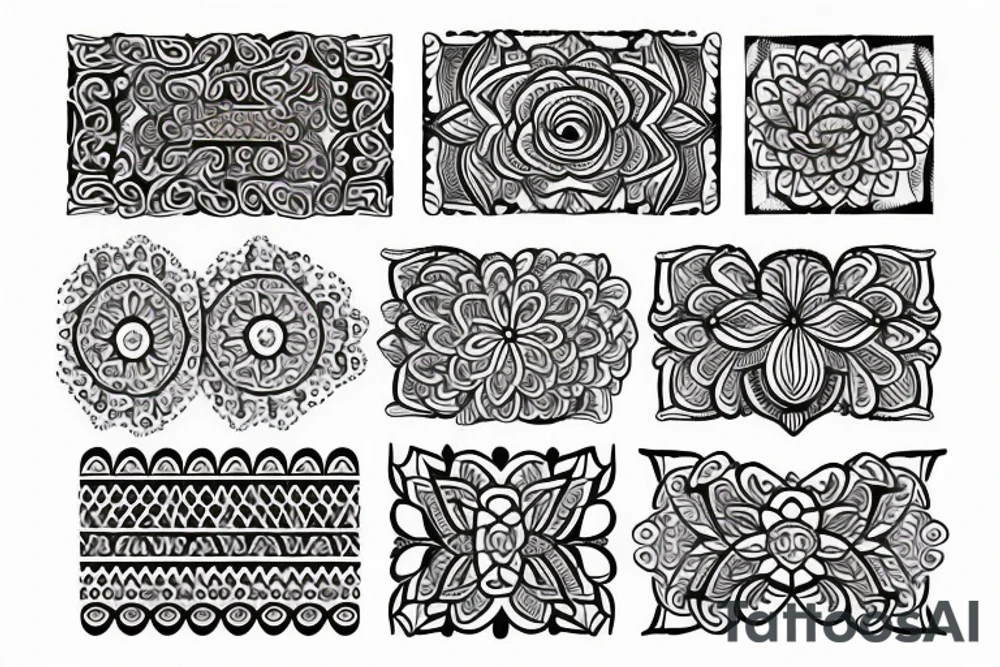 ornamental flower ethnic long wavy pattern tattoo idea