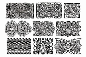 ornamental flower ethnic long wavy pattern tattoo idea