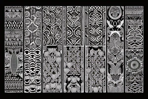 ornamental flower ethnic long wavy pattern tattoo idea