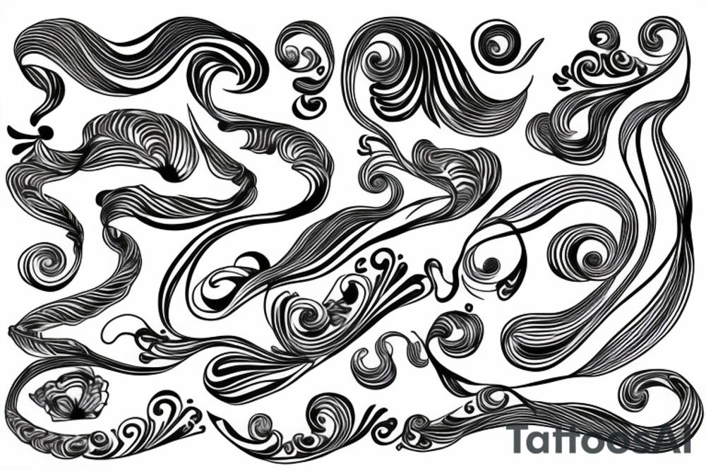 ornamental flower french long wavy pattern tattoo idea