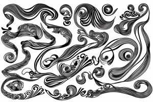 ornamental flower french long wavy pattern tattoo idea