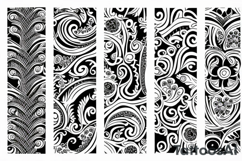 ornamental flower french long wavy pattern tattoo idea
