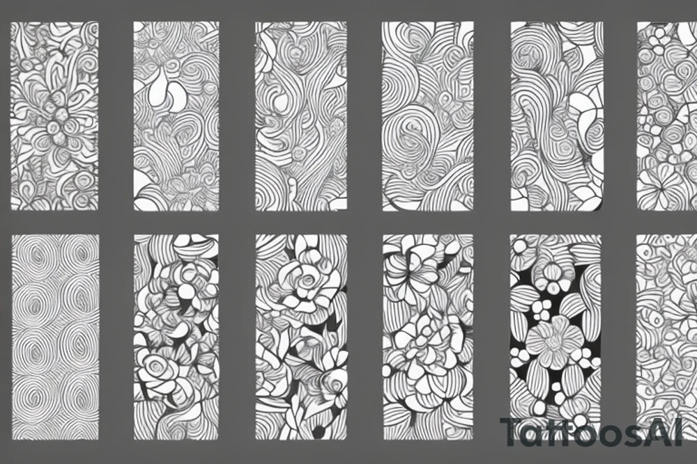 ornamental flower french wavy pattern tattoo idea
