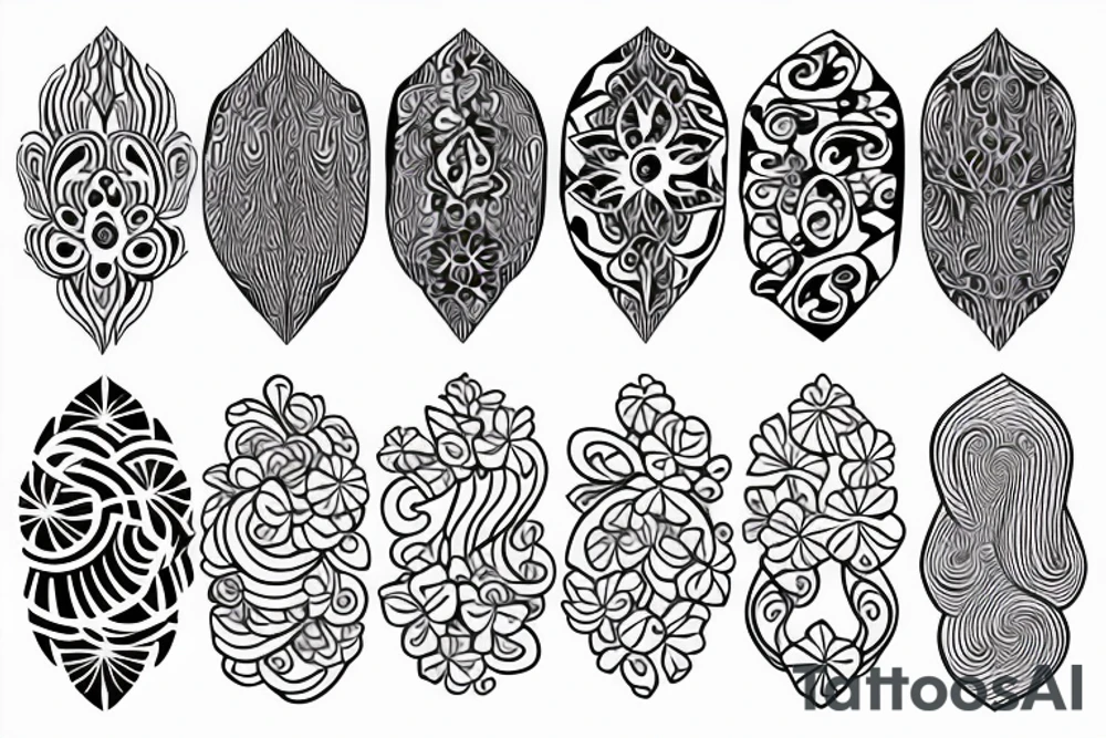 ornamental flower french wavy pattern tattoo idea