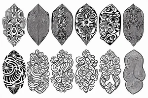 ornamental flower french wavy pattern tattoo idea