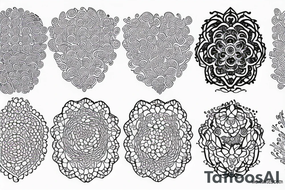 ornamental flower french wavy pattern tattoo idea