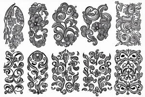 ornamental flower french wavy pattern tattoo idea