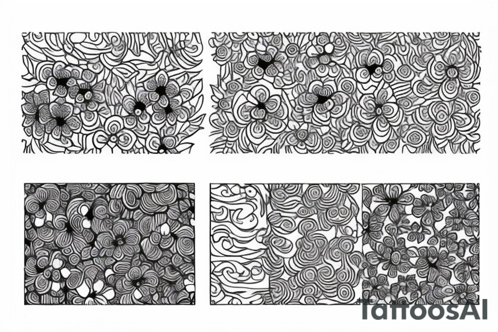 ornamental flower french wavy pattern tattoo idea