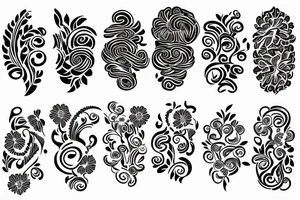 ornamental flower french wavy pattern tattoo idea