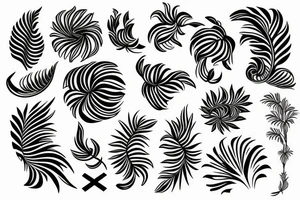 ornamental flower tropical wavy pattern tattoo idea
