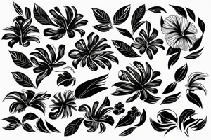 ornamental flower tropical wavy pattern tattoo idea