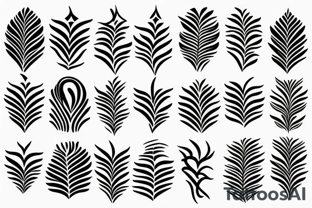 ornamental flower tropical wavy pattern tattoo idea