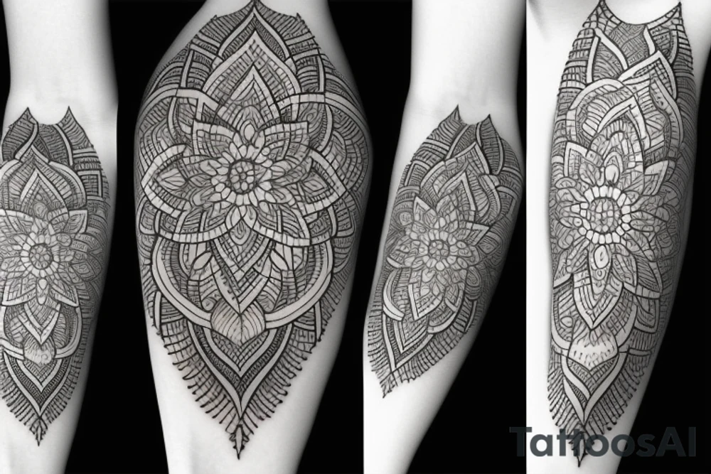 ornamental flower indian mandela tattoo idea