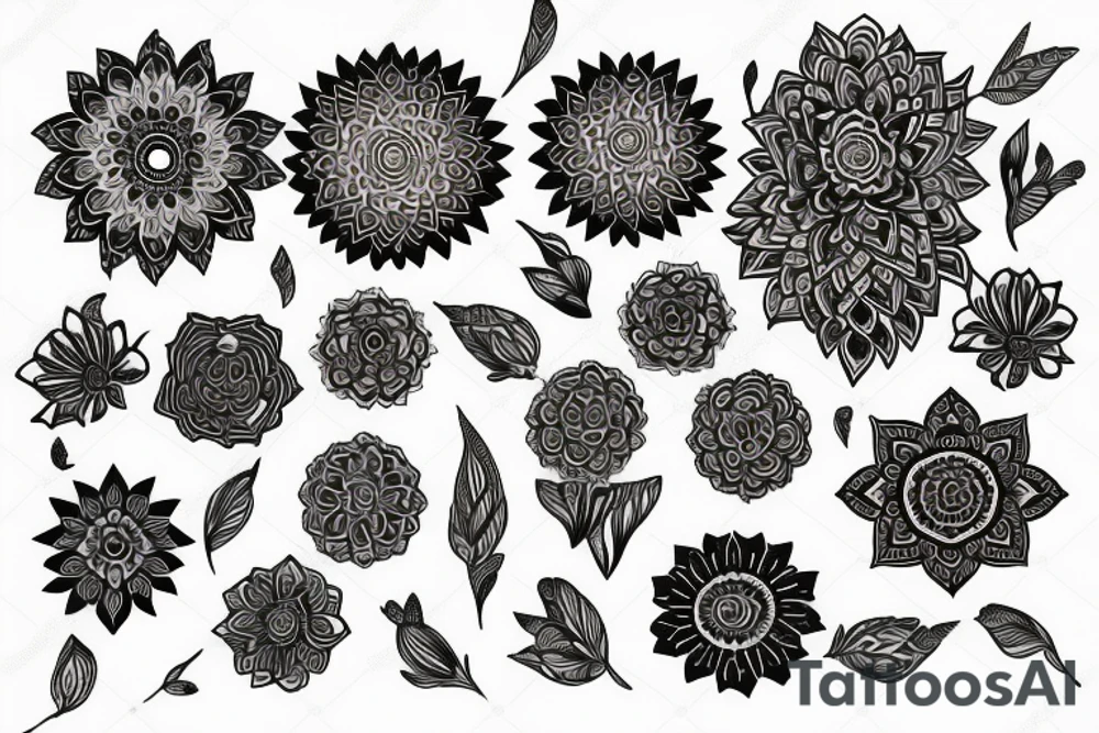 ornamental flower indian mandela tattoo idea