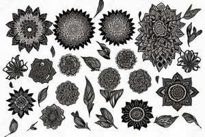 ornamental flower indian mandela tattoo idea