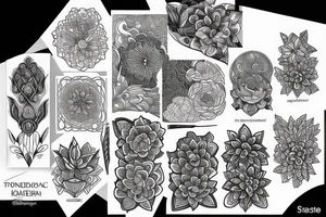 ornamental flower linework tattoo idea