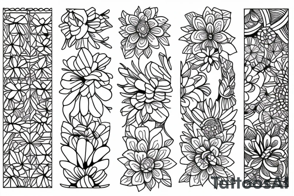 ornamental flower linework tattoo idea