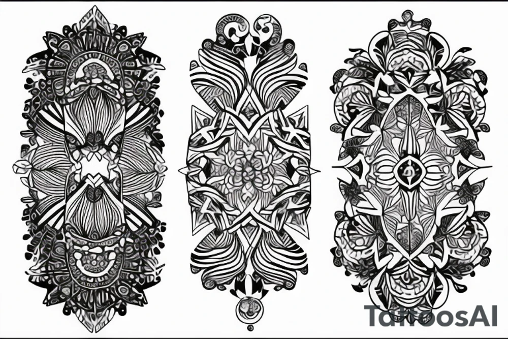 ornamental flower linework tattoo idea
