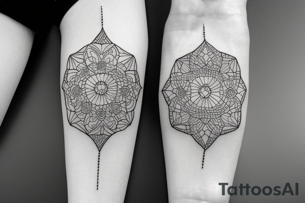 ornamental flower linework tattoo idea
