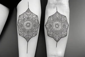 ornamental flower linework tattoo idea