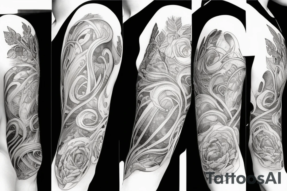 botanical tattoo wrapped around bicep of woman tattoo idea