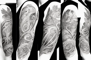 botanical tattoo wrapped around bicep of woman tattoo idea