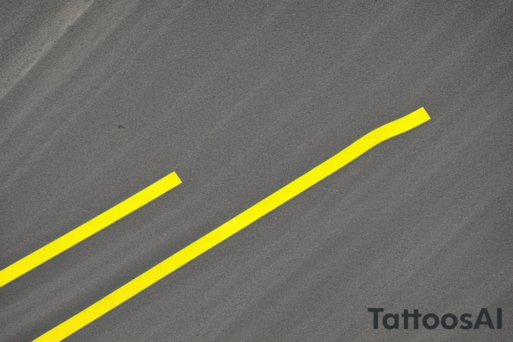 Black asphalt road with yellow parallel stripes shot from above tattoo idea