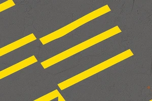 Black asphalt road with parallel yellow stripes shot from above tattoo idea