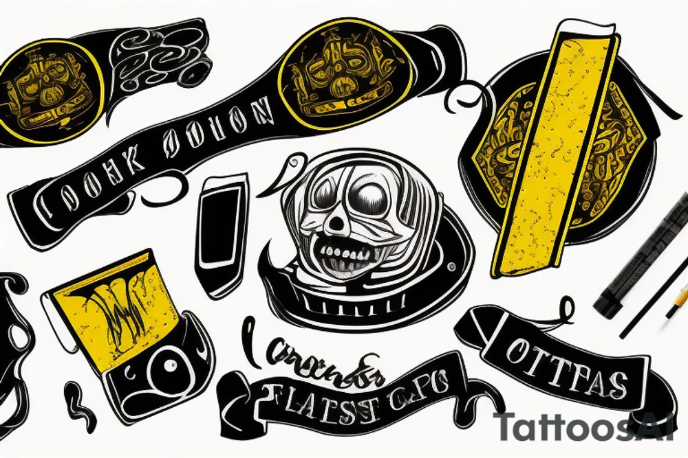yellow lines on black road tattoo idea