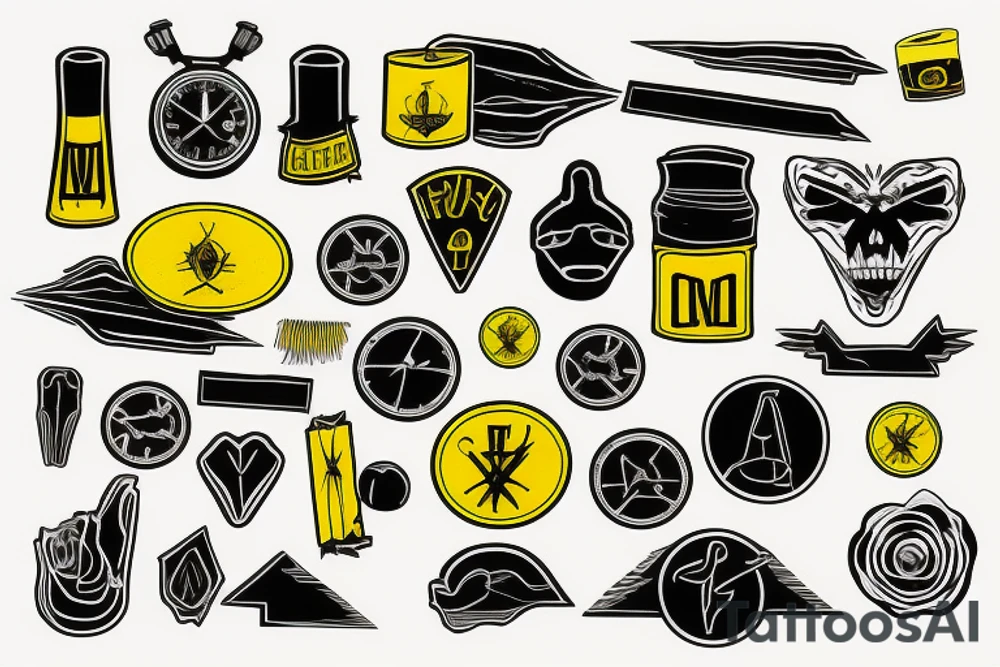 yellow lines on black road tattoo idea