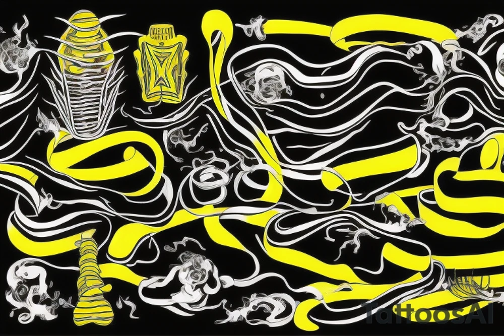 yellow lines on black road tattoo idea