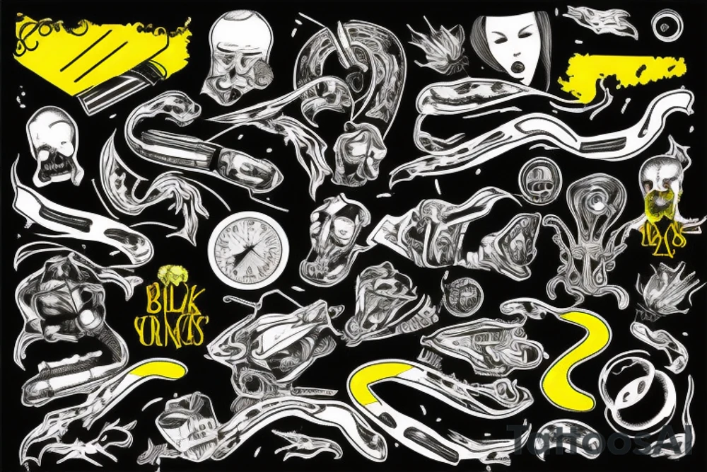 yellow lines on black road tattoo idea